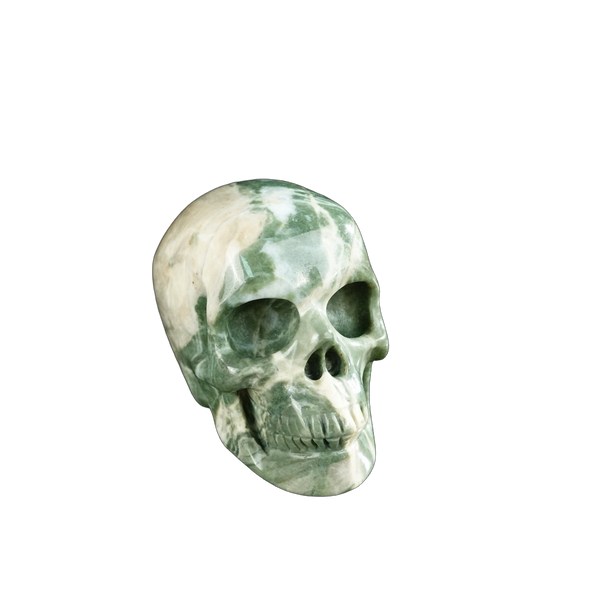 2.2" Nine Dragon Jade Crystal Skull Carving - Unique Piece #HA10 - alternate view