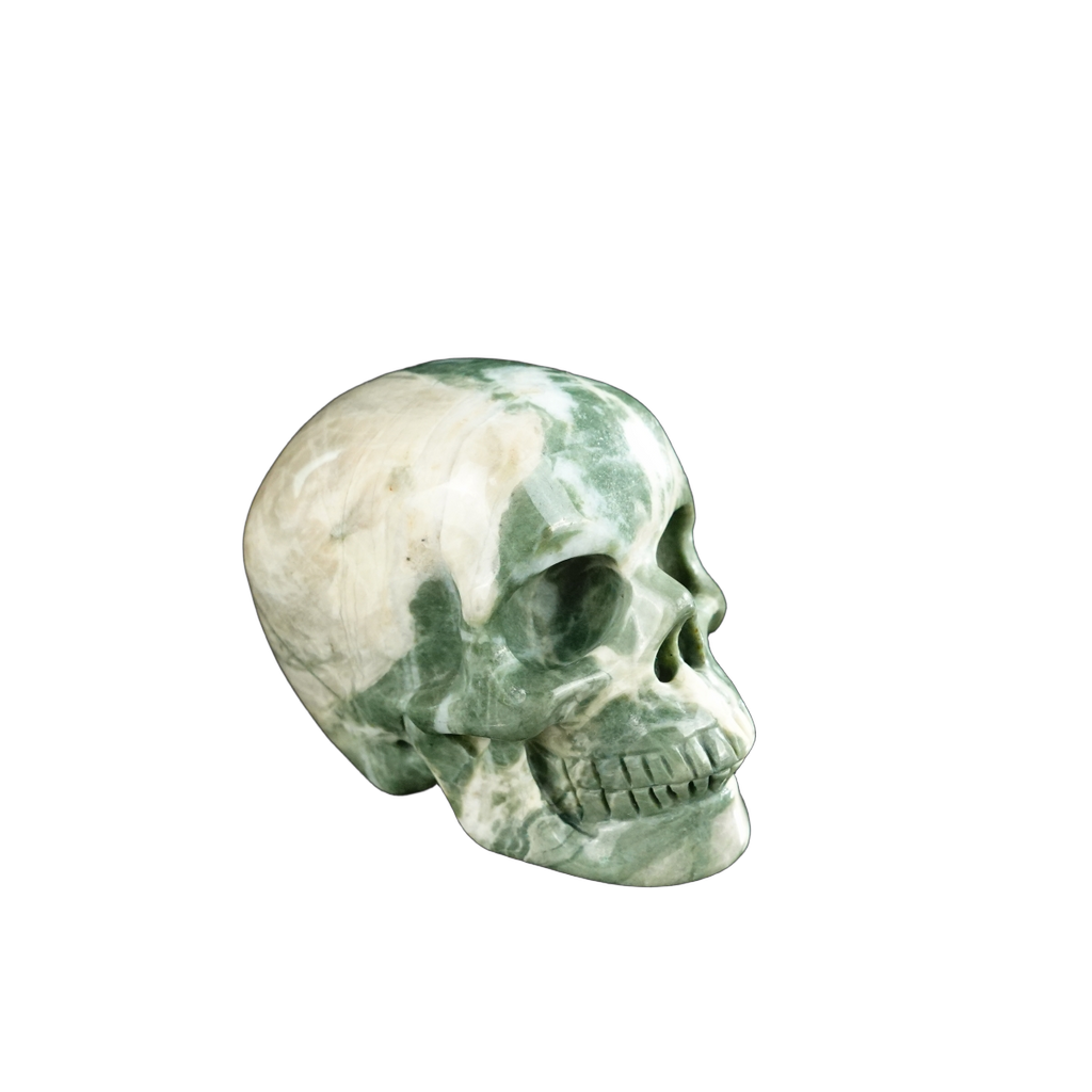 2.2" Nine Dragon Jade Crystal Skull Carving - Unique Piece #HA10
