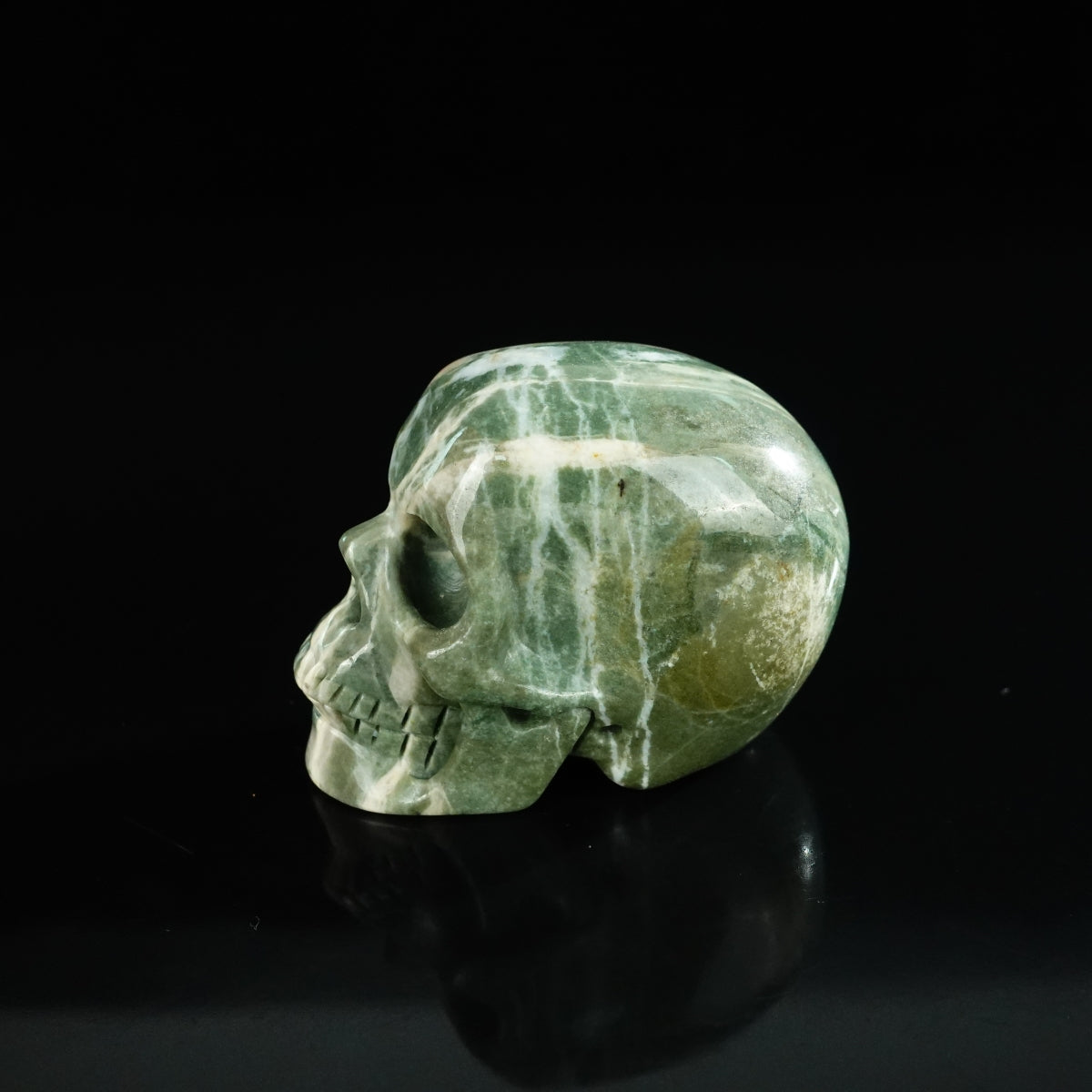 2.2" Nine Dragon Jade Crystal Skull Carving - Unique Piece #HA10