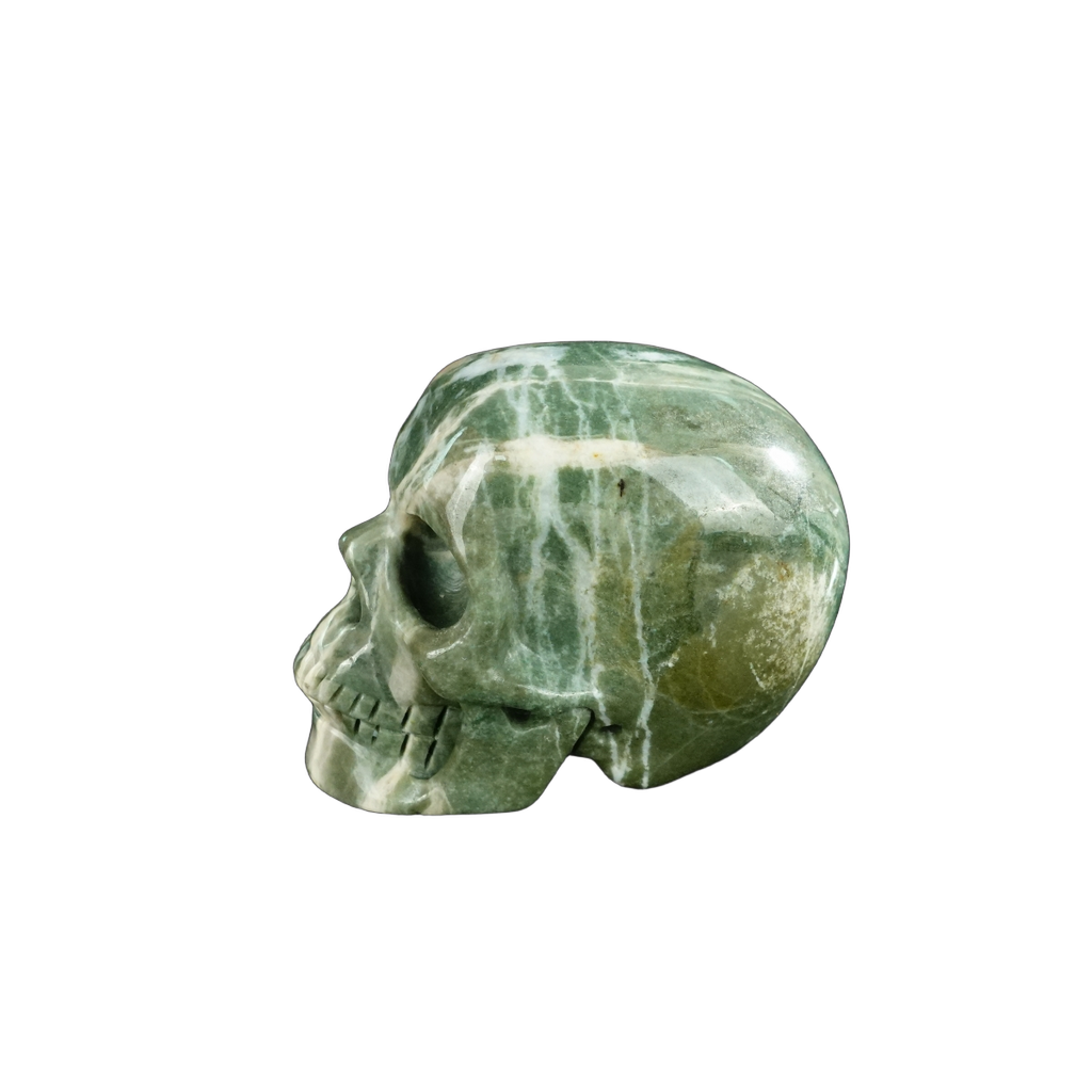 2.2" Nine Dragon Jade Crystal Skull Carving - Unique Piece #HA10