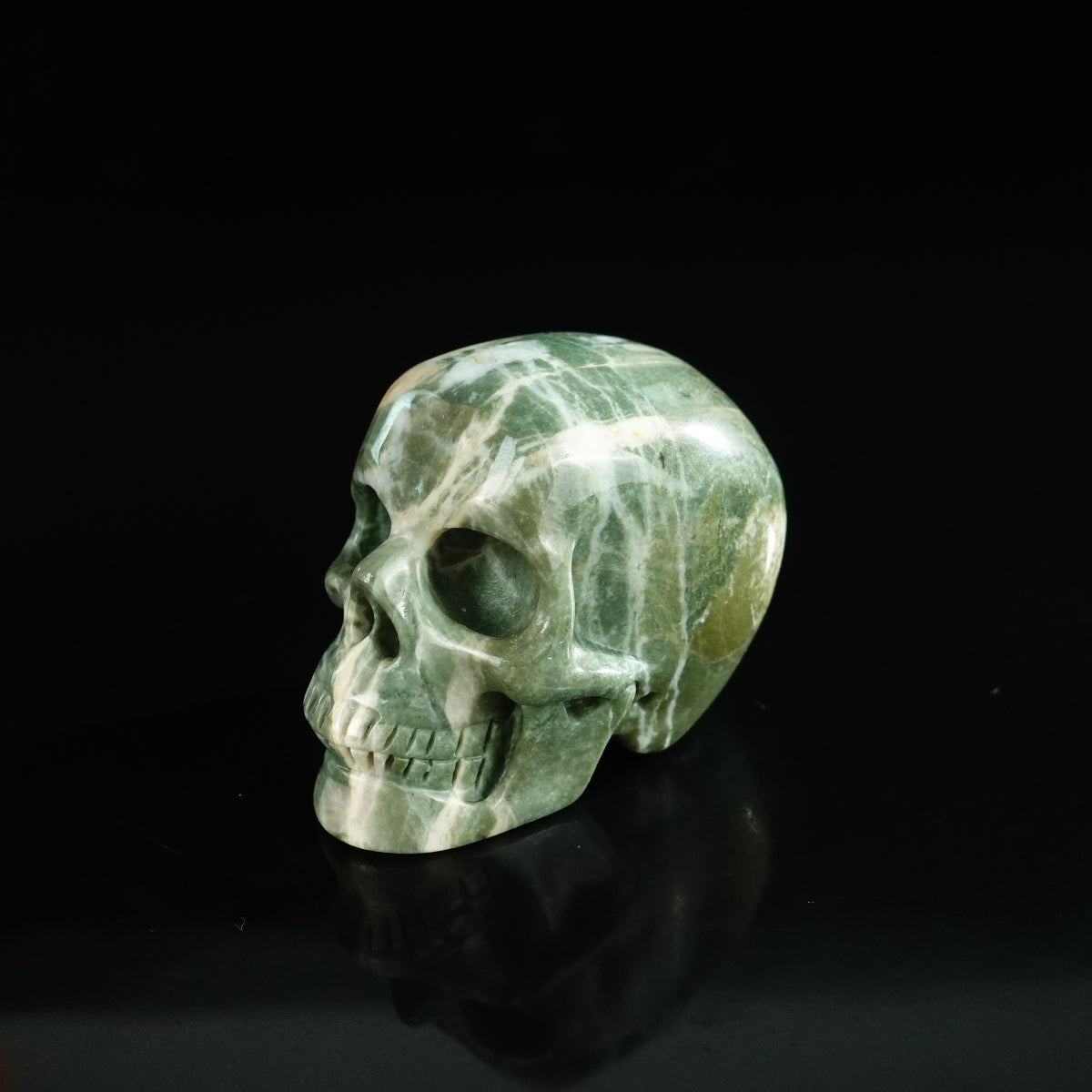 2.2" Nine Dragon Jade Crystal Skull Carving - Unique Piece #HA10