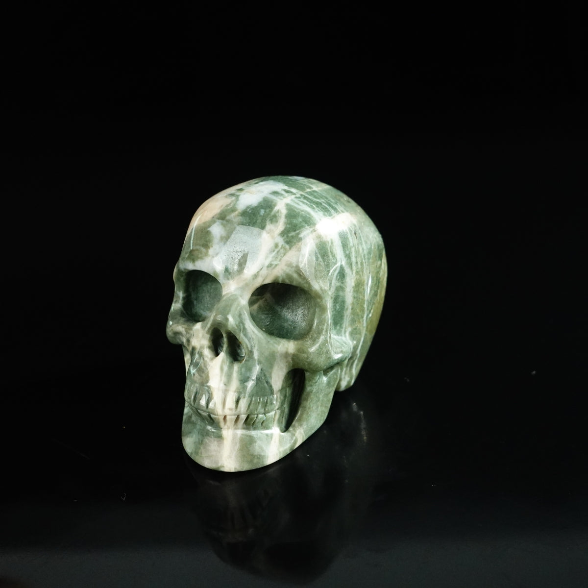 2.2" Nine Dragon Jade Crystal Skull Carving - Unique Piece #HA10