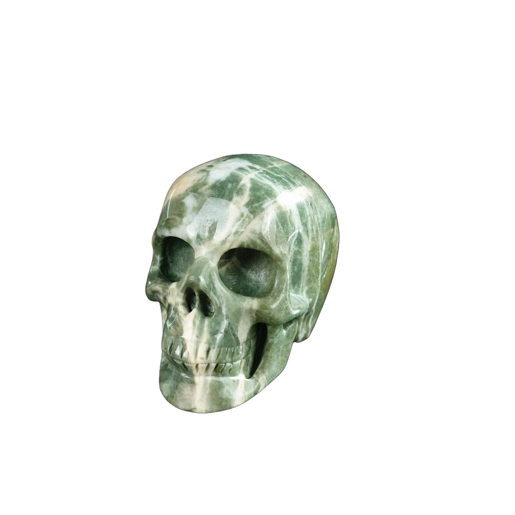 2.2" Nine Dragon Jade Crystal Skull Carving - Unique Piece #HA10