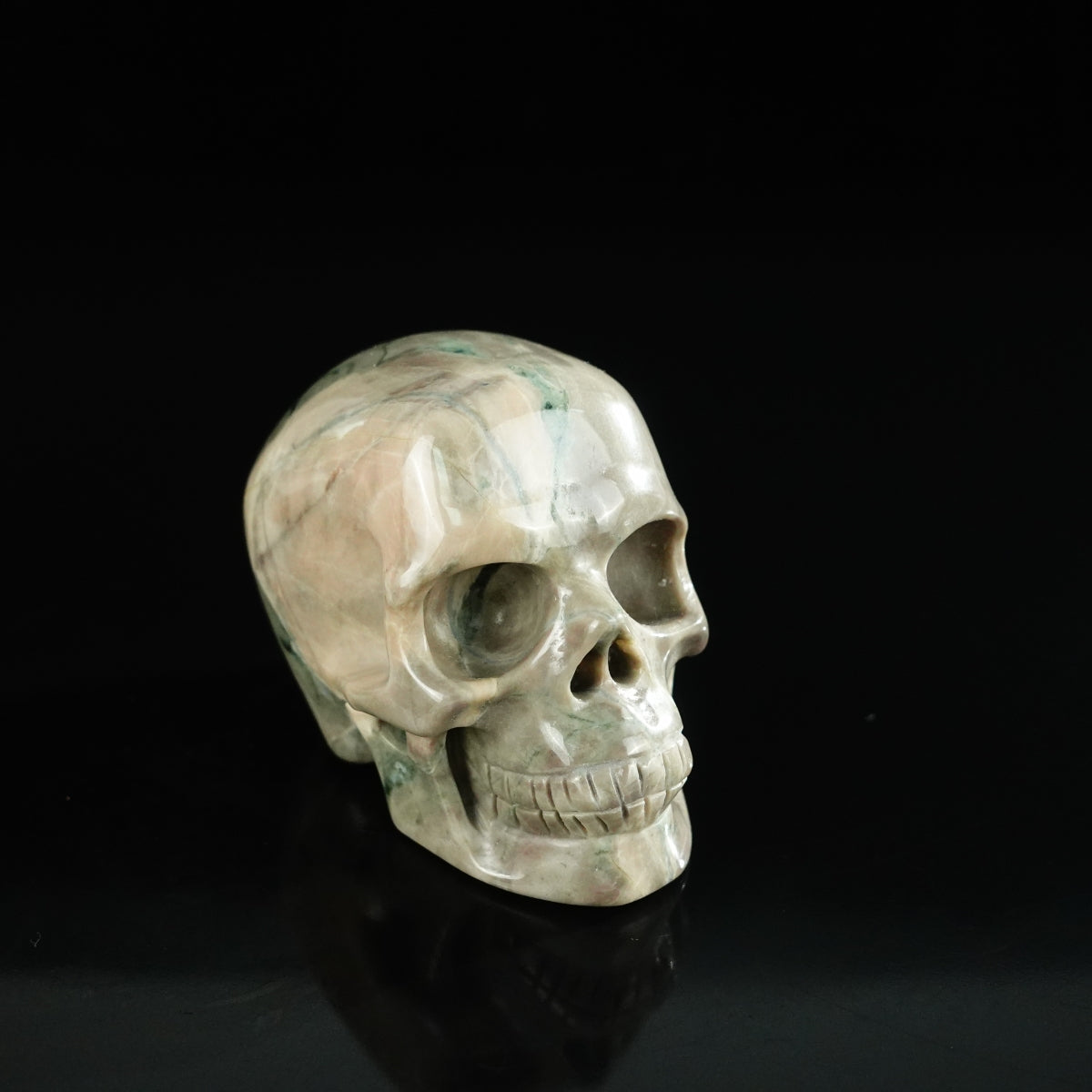 2.2" Nine Dragon Jade Crystal Skull Carving - Unique Piece #HA11