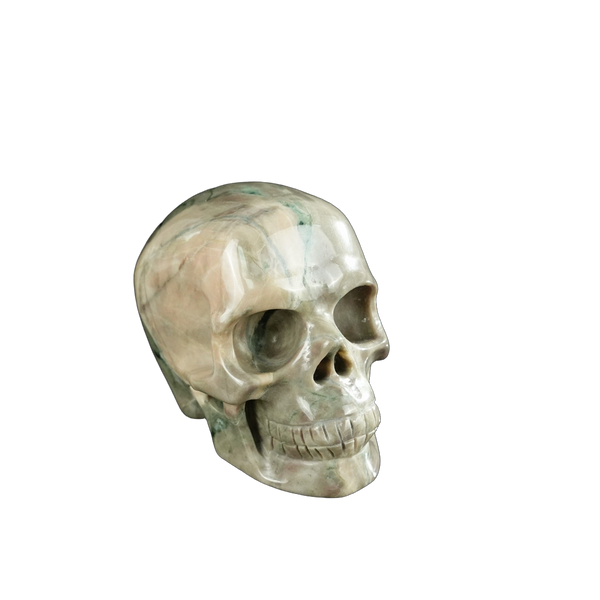 2.2" Nine Dragon Jade Crystal Skull Carving - Unique Piece #HA11 - alternate view