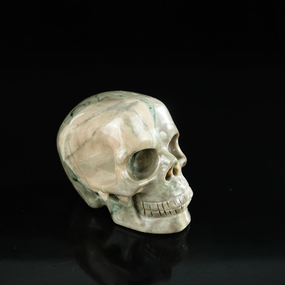 2.2" Nine Dragon Jade Crystal Skull Carving - Unique Piece #HA11