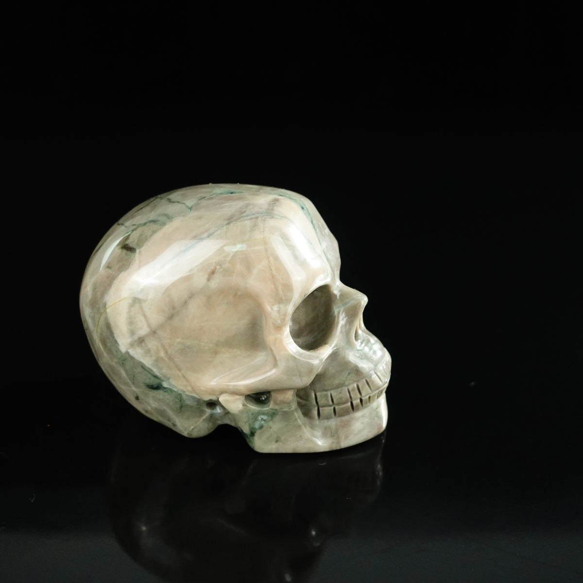 2.2" Nine Dragon Jade Crystal Skull Carving - Unique Piece #HA11