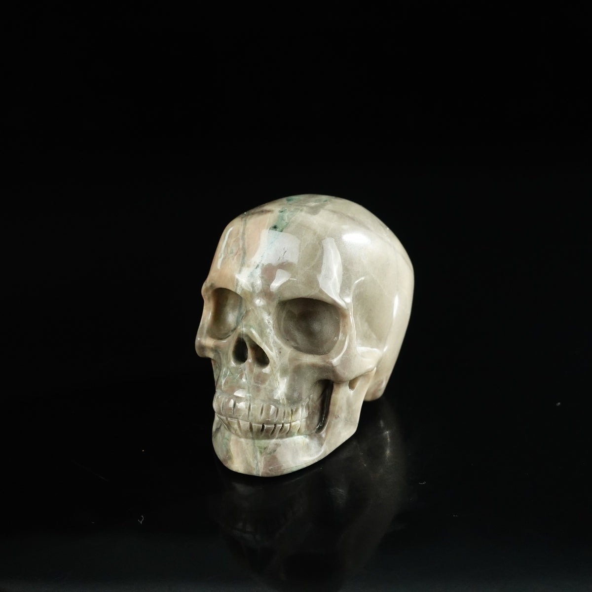 2.2" Nine Dragon Jade Crystal Skull Carving - Unique Piece #HA11
