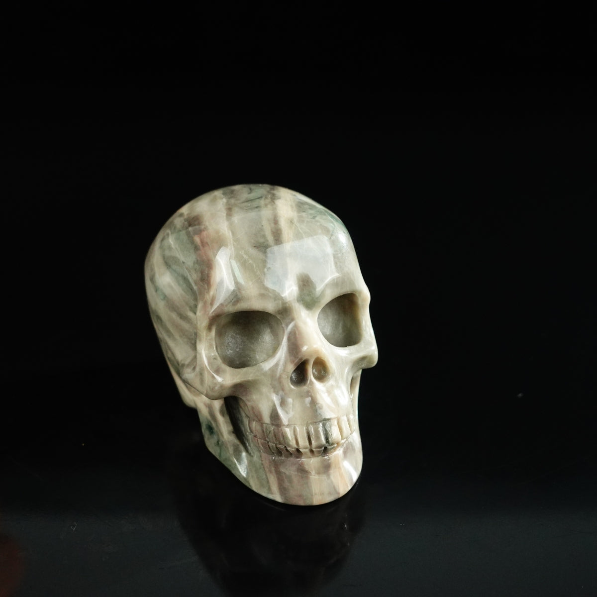 2.2" Nine Dragon Jade Crystal Skull Carving - Unique Piece #HA12