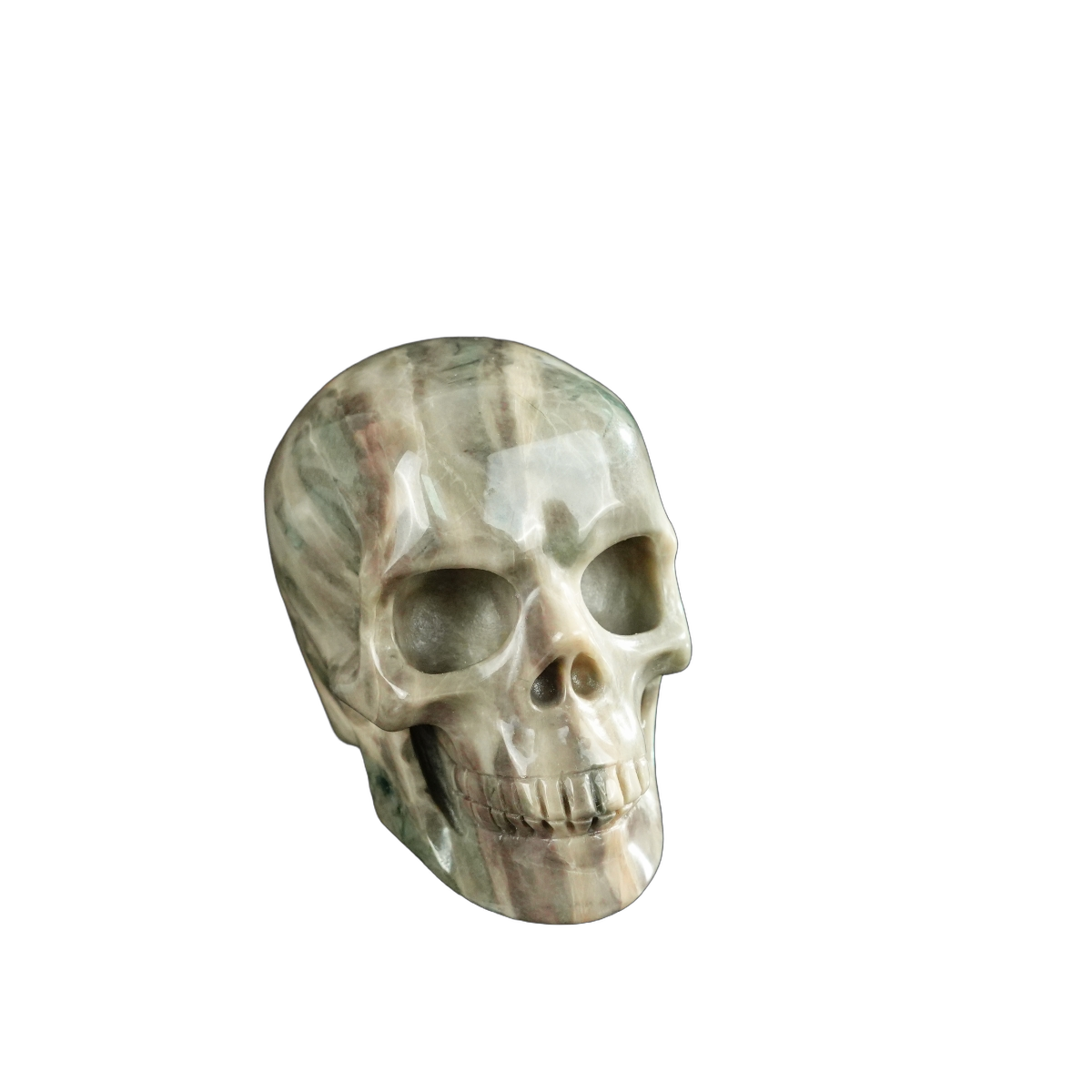2.2" Nine Dragon Jade Crystal Skull Carving - Unique Piece #HA12
