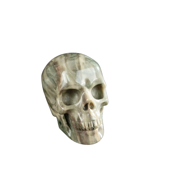 2.2" Nine Dragon Jade Crystal Skull Carving - Unique Piece #HA12 - alternate view