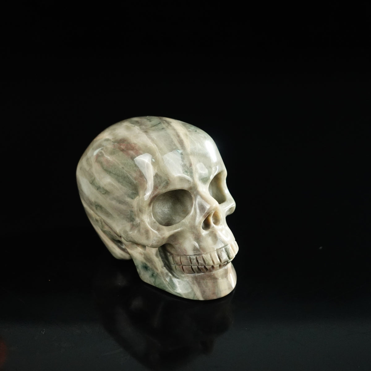 2.2" Nine Dragon Jade Crystal Skull Carving - Unique Piece #HA12