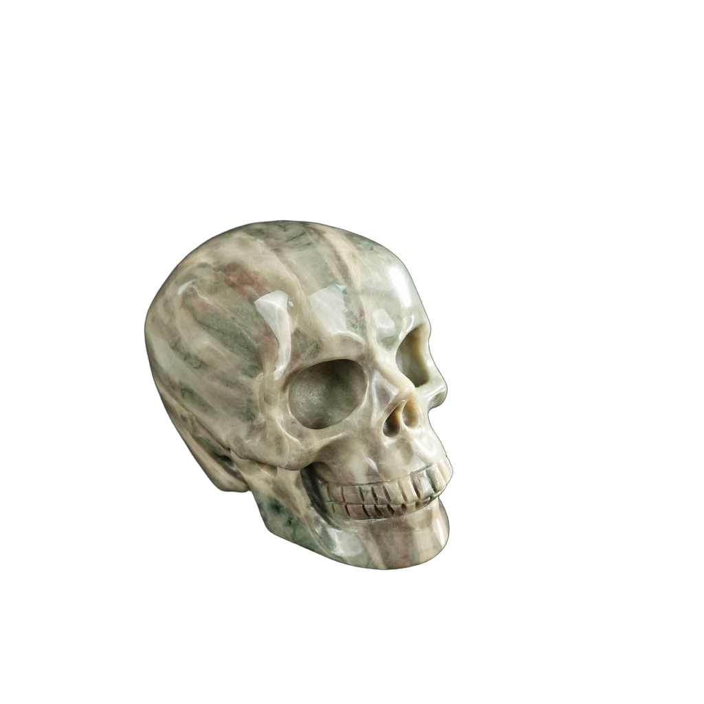 2.2" Nine Dragon Jade Crystal Skull Carving - Unique Piece #HA12