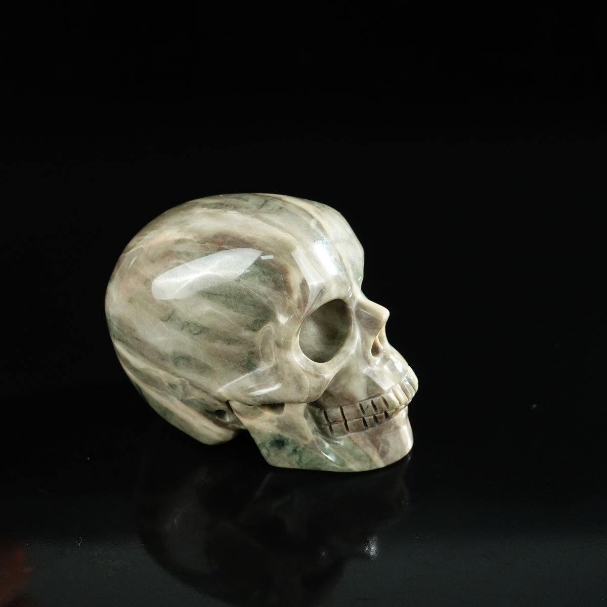 2.2" Nine Dragon Jade Crystal Skull Carving - Unique Piece #HA12