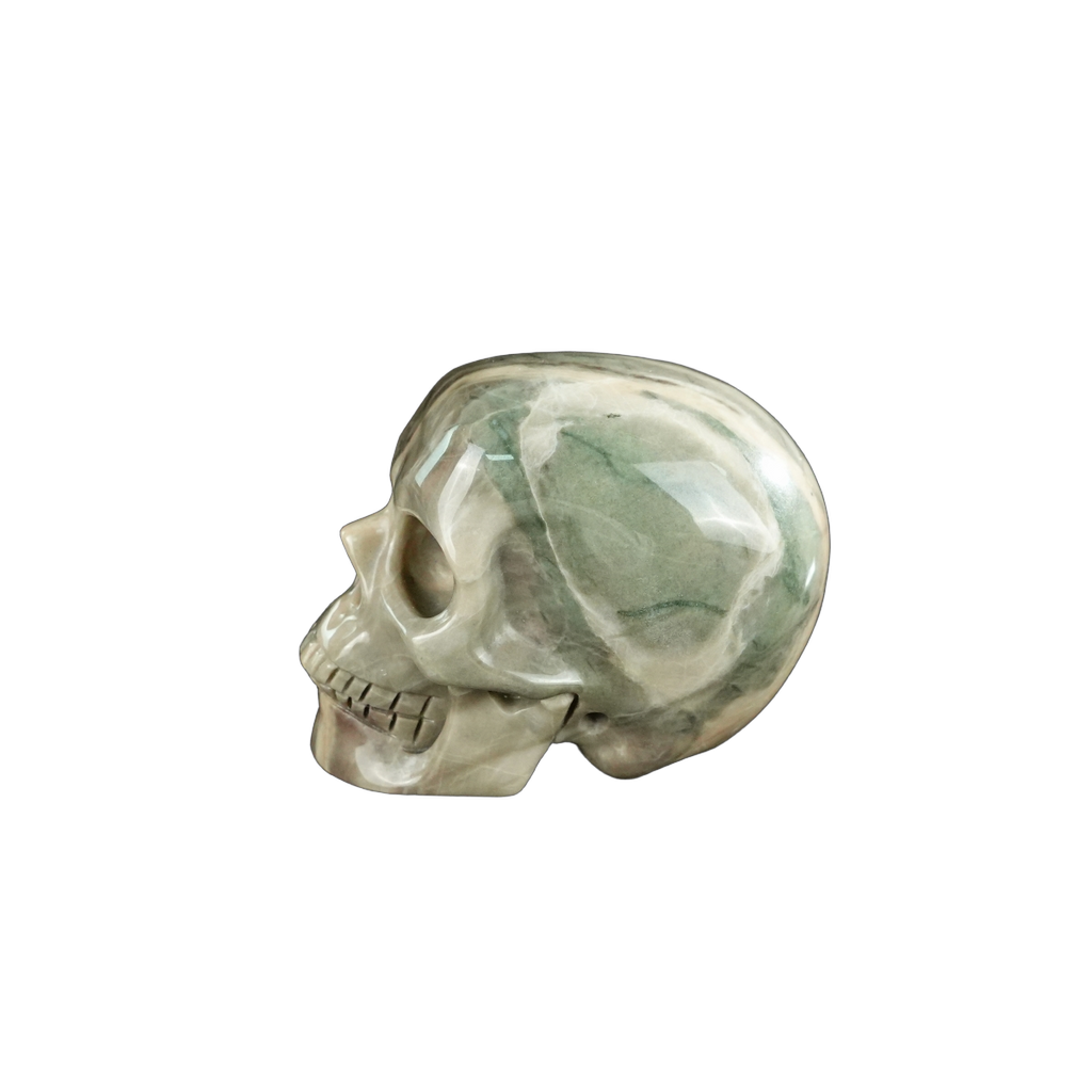 2.2" Nine Dragon Jade Crystal Skull Carving - Unique Piece #HA12