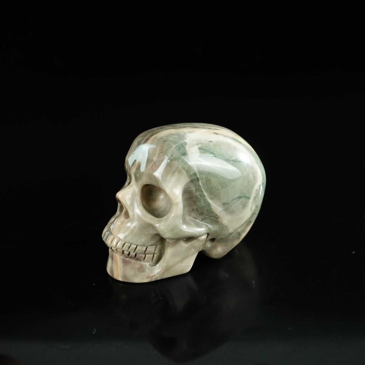 2.2" Nine Dragon Jade Crystal Skull Carving - Unique Piece #HA12