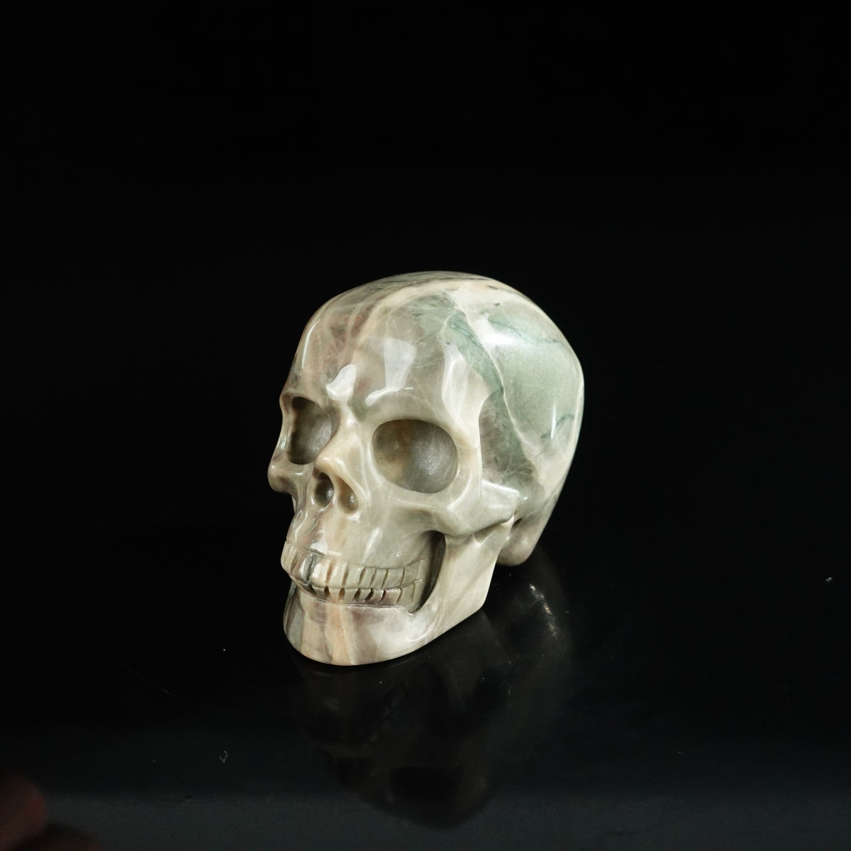 2.2" Nine Dragon Jade Crystal Skull Carving - Unique Piece #HA12