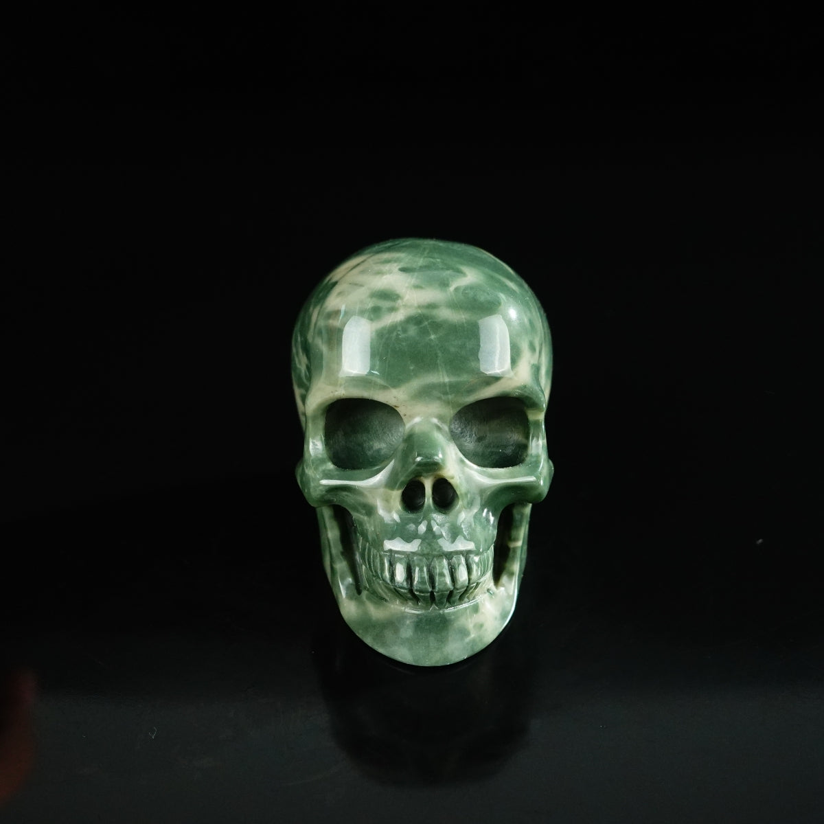 2.2" Nine Dragon Jade Crystal Skull Carving - Unique Piece #HA13