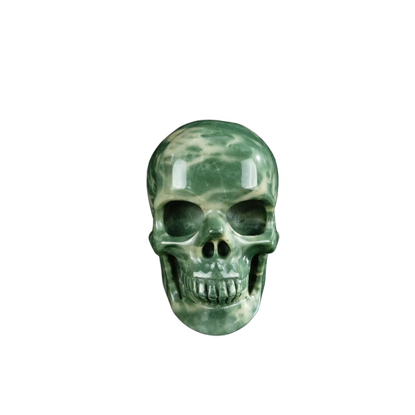 2.2" Nine Dragon Jade Crystal Skull Carving - Hand Carved Decor