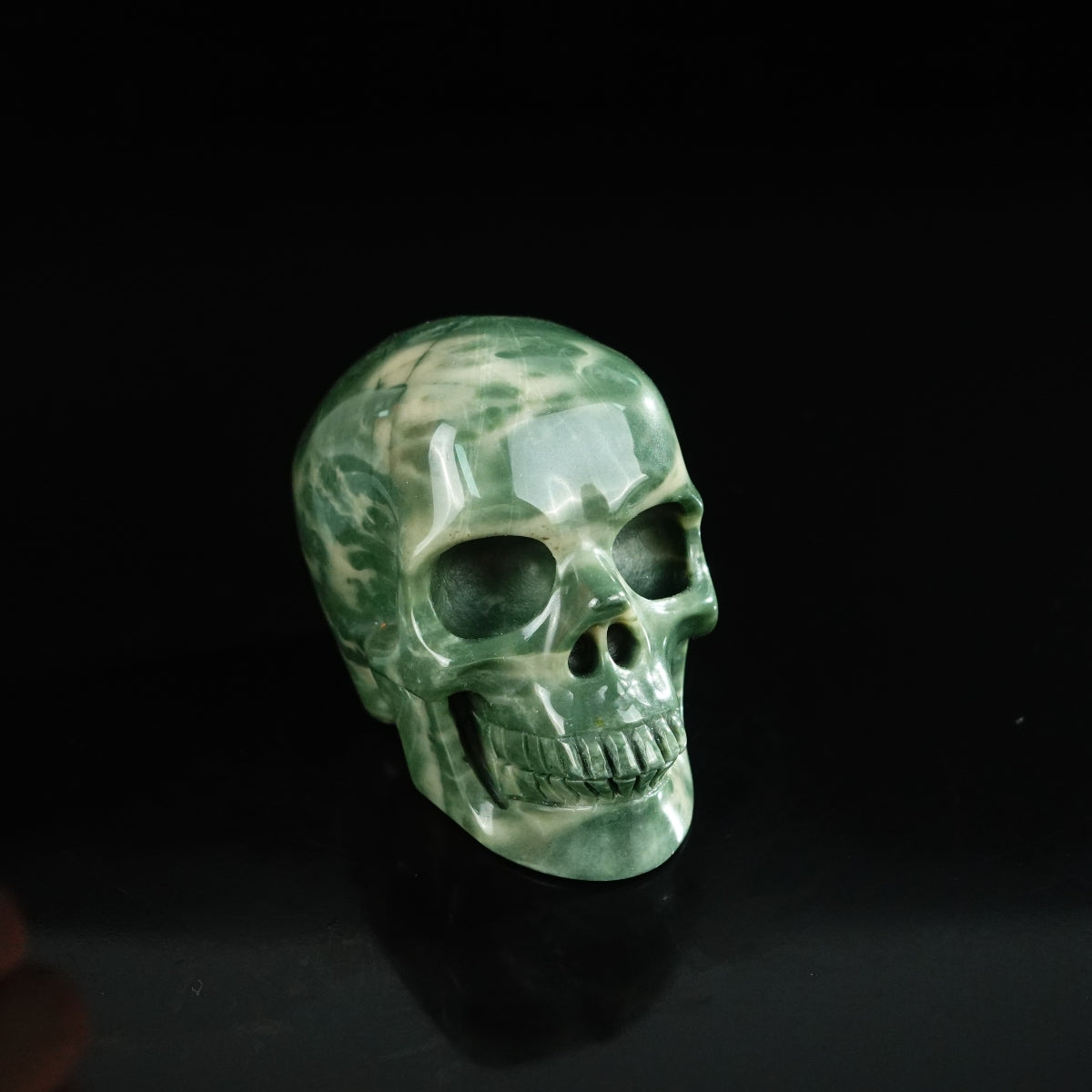 2.2" Nine Dragon Jade Crystal Skull Carving - Unique Piece #HA13