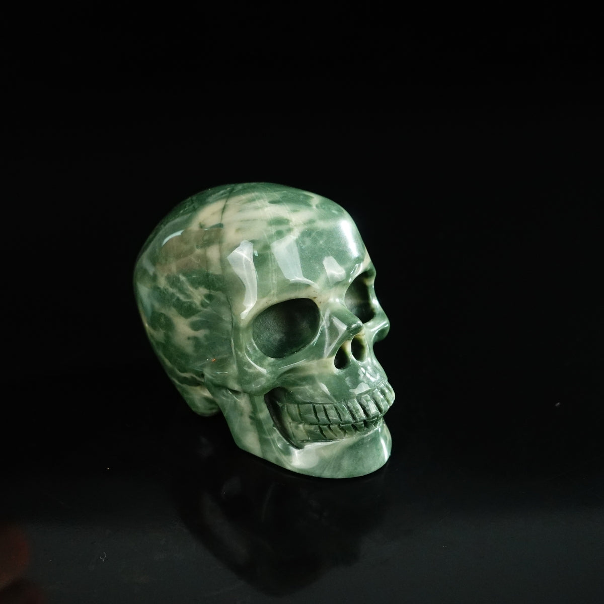 2.2" Nine Dragon Jade Crystal Skull Carving - Unique Piece #HA13