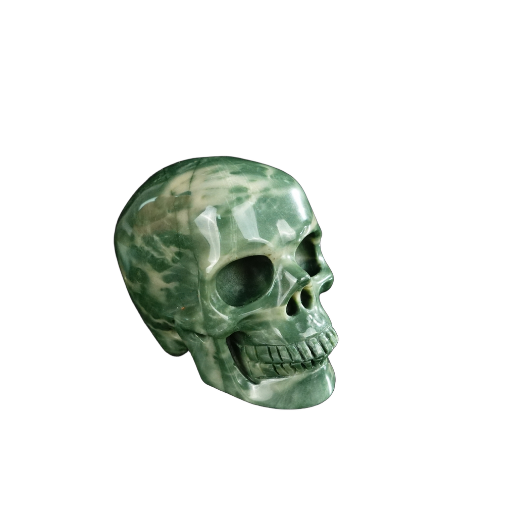 2.2" Nine Dragon Jade Crystal Skull Carving - Hand Carved Decor