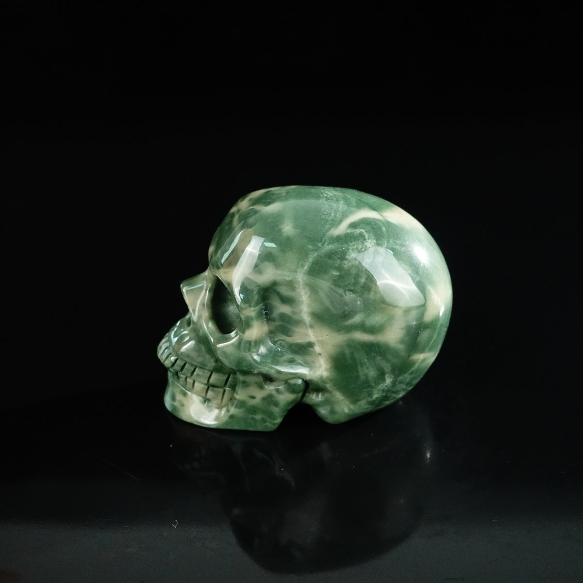 2.2" Nine Dragon Jade Crystal Skull Carving - Unique Piece #HA13