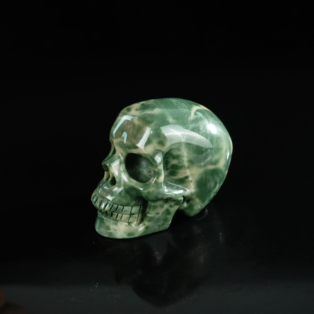 2.2" Nine Dragon Jade Crystal Skull Carving - Unique Piece #HA13
