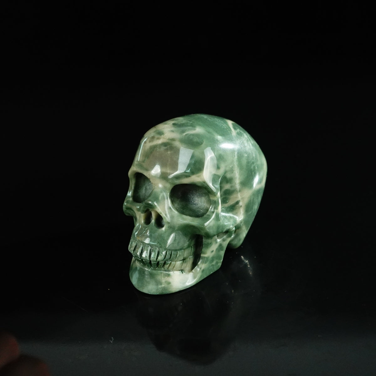 2.2" Nine Dragon Jade Crystal Skull Carving - Unique Piece #HA13
