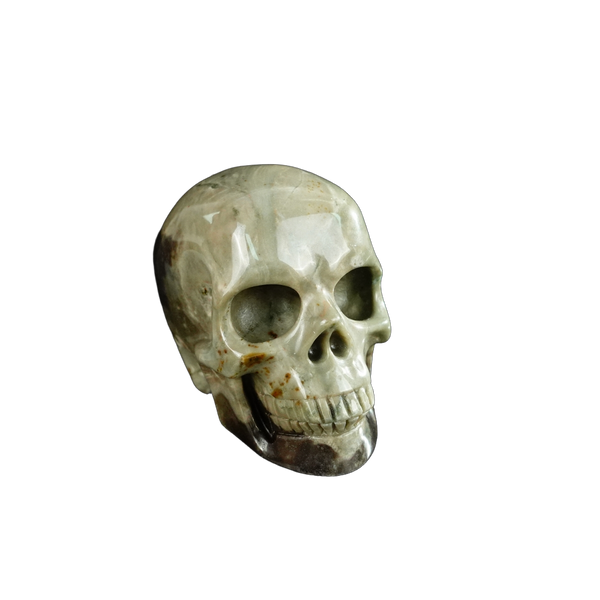 2.2" Nine Dragon Jade Crystal Skull Carving - Unique Piece #HA14 - alternate view