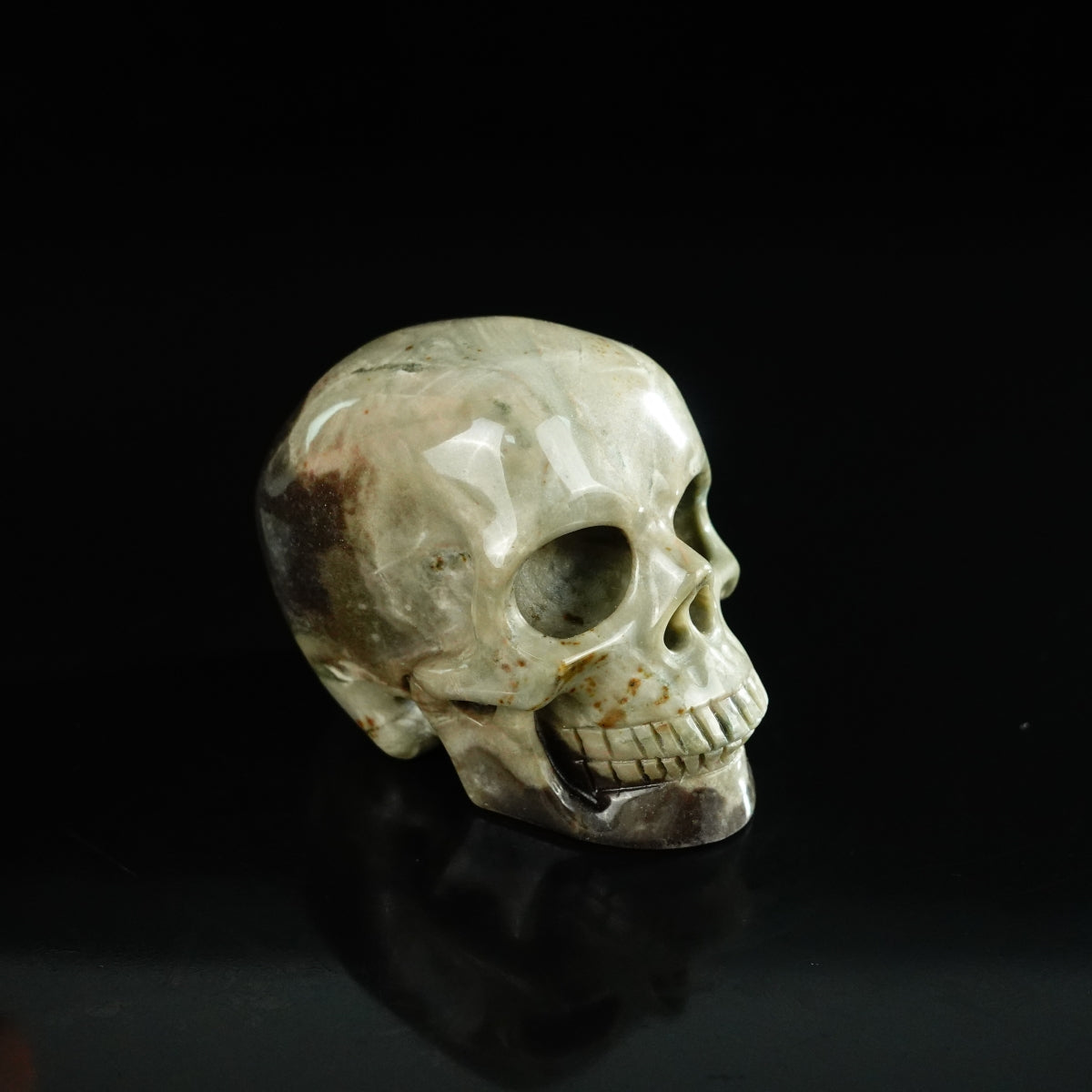 2.2" Nine Dragon Jade Crystal Skull Carving - Unique Piece #HA14