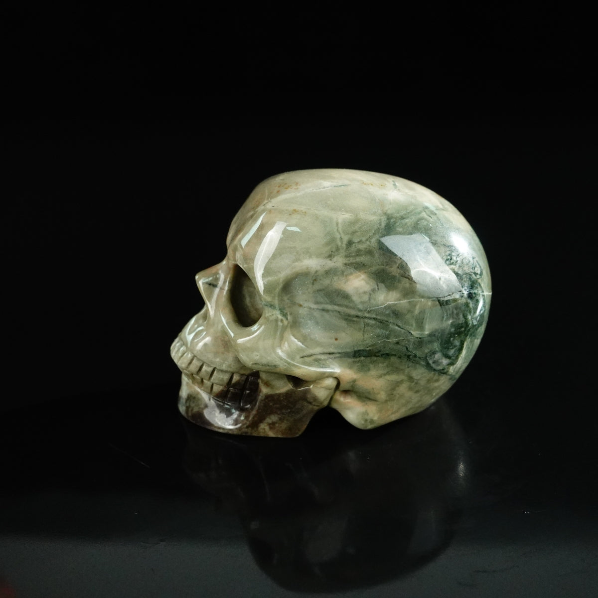 2.2" Nine Dragon Jade Crystal Skull Carving - Unique Piece #HA14
