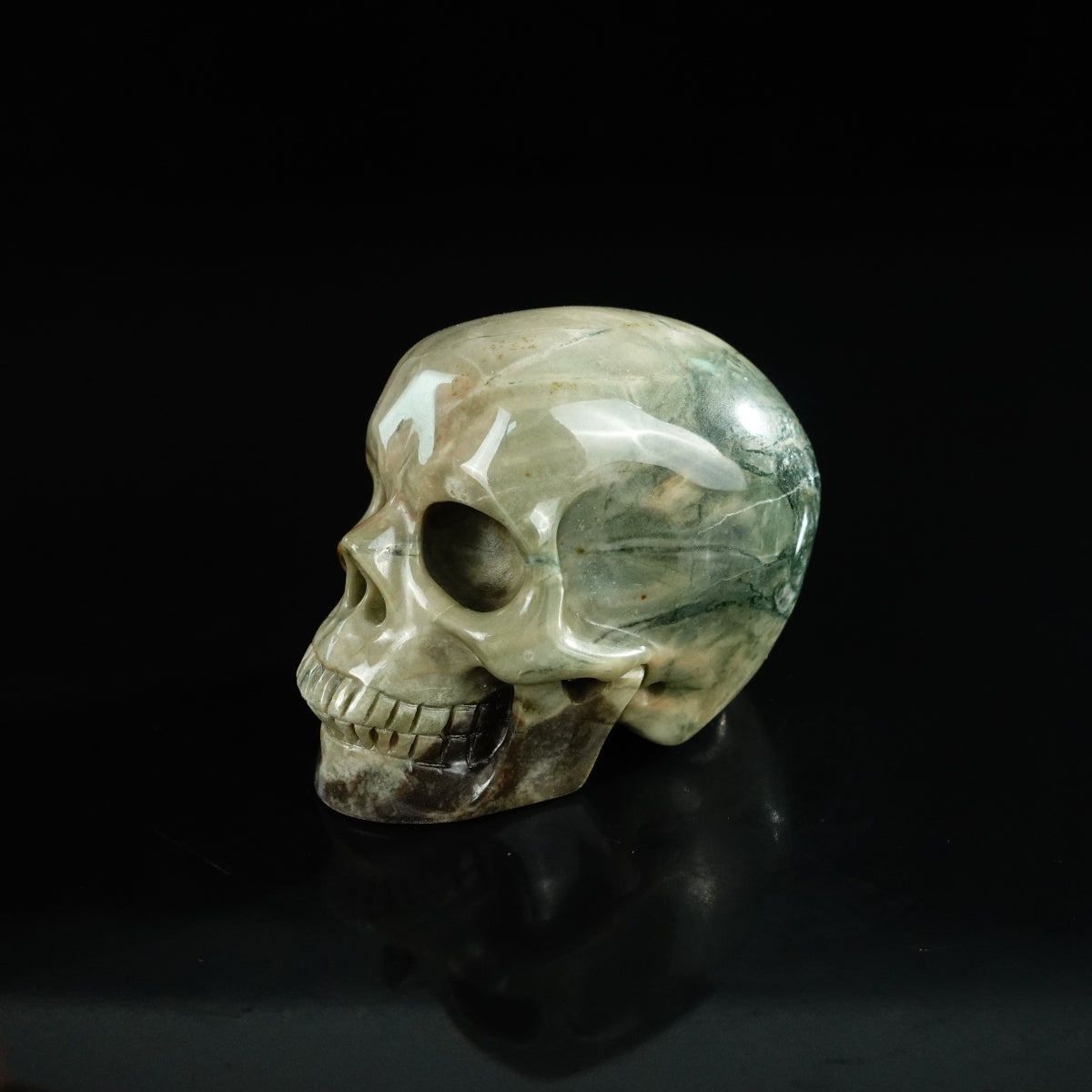 2.2" Nine Dragon Jade Crystal Skull Carving - Unique Piece #HA14