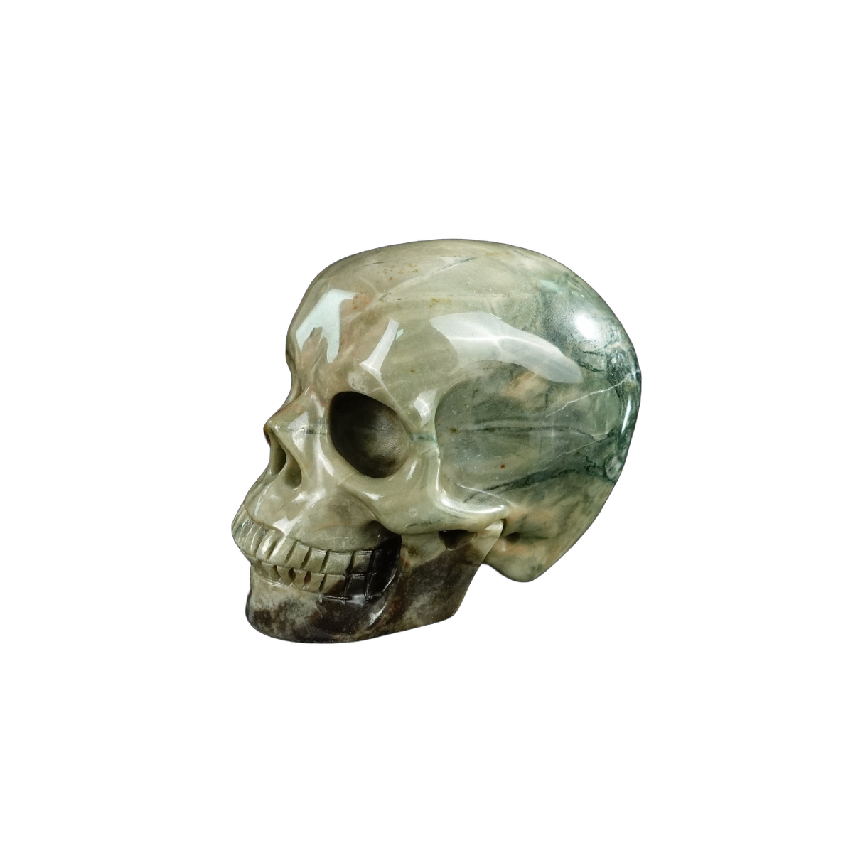 2.2" Nine Dragon Jade Crystal Skull Carving - Unique Piece #HA14