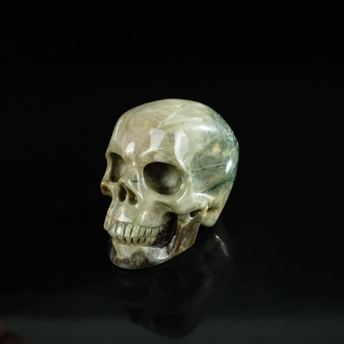 2.2" Nine Dragon Jade Crystal Skull Carving - Unique Piece #HA14