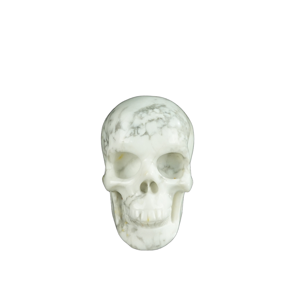 2.2" Howlite Crystal Skull Carving - Hand Carved Decor
