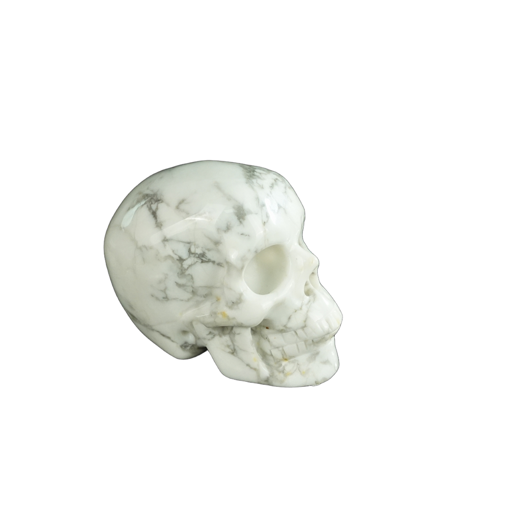 2.2" Howlite Crystal Skull Carving - Hand Carved Decor