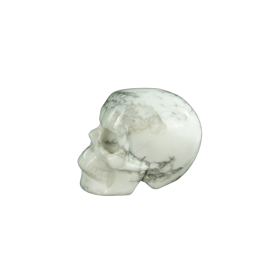 2.2" Howlite Crystal Skull Carving - Hand Carved Decor