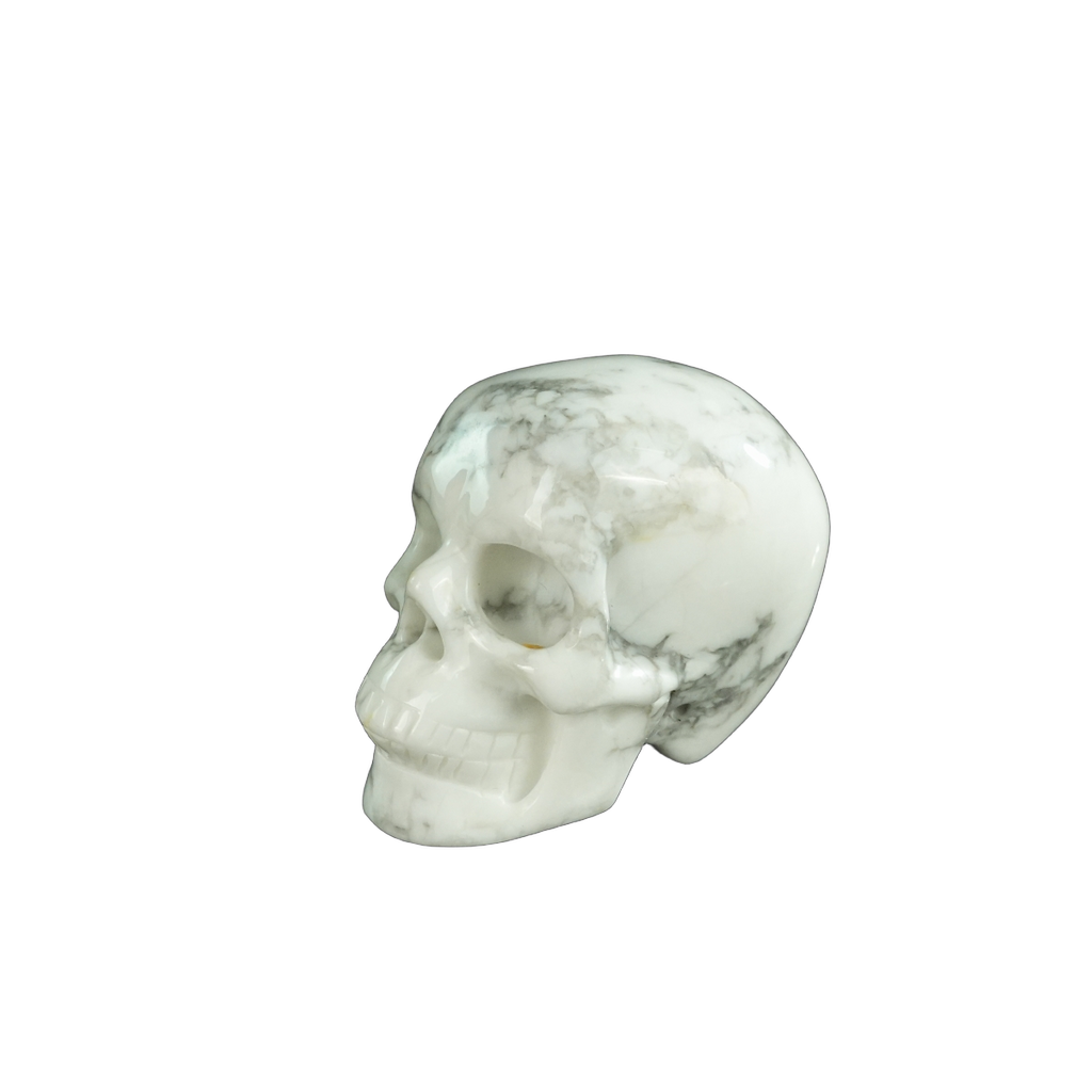 2.2" Howlite Crystal Skull Carving - Hand Carved Decor