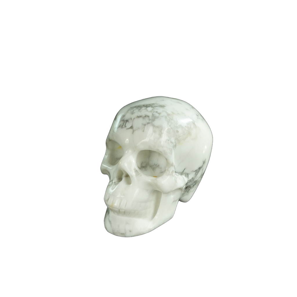 2.2" Howlite Crystal Skull Carving - Hand Carved Decor