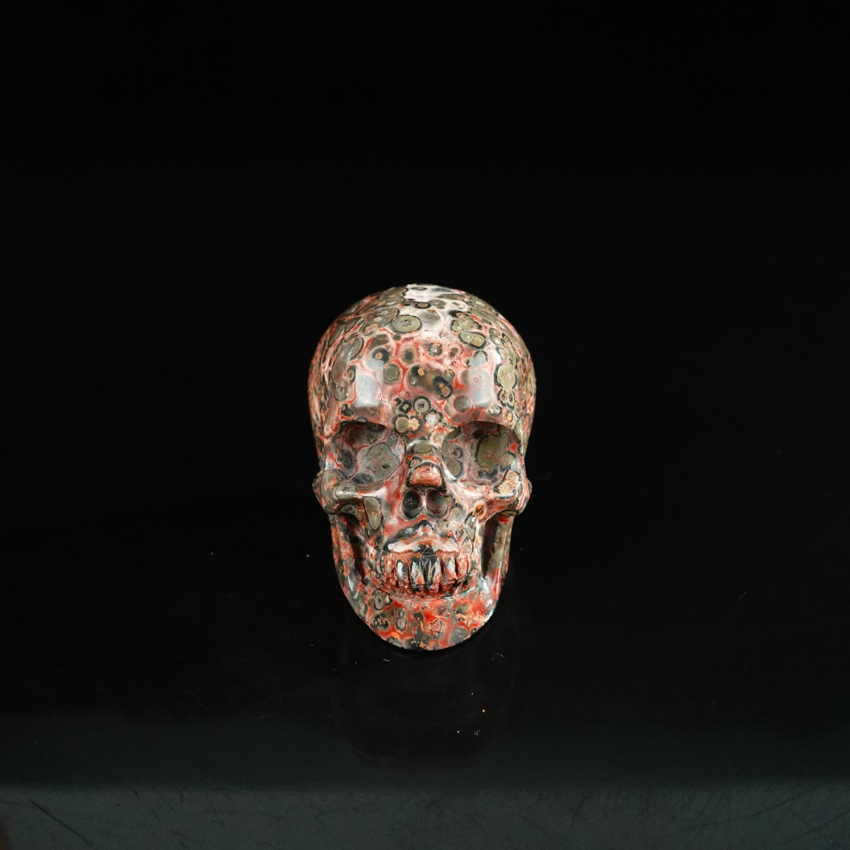 2.2" Red Leopard skin stone Crystal Skull Carving - Unique Piece #LS01