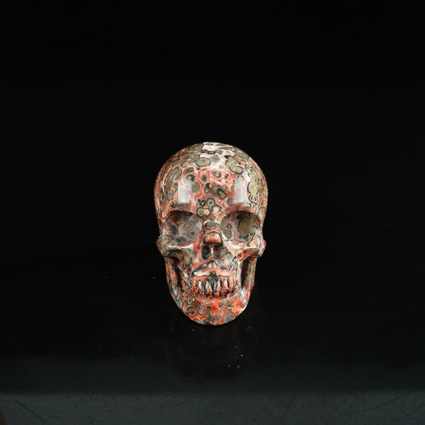 2.2" Red Leopard skin stone Crystal Skull Carving - Unique Piece #LS01