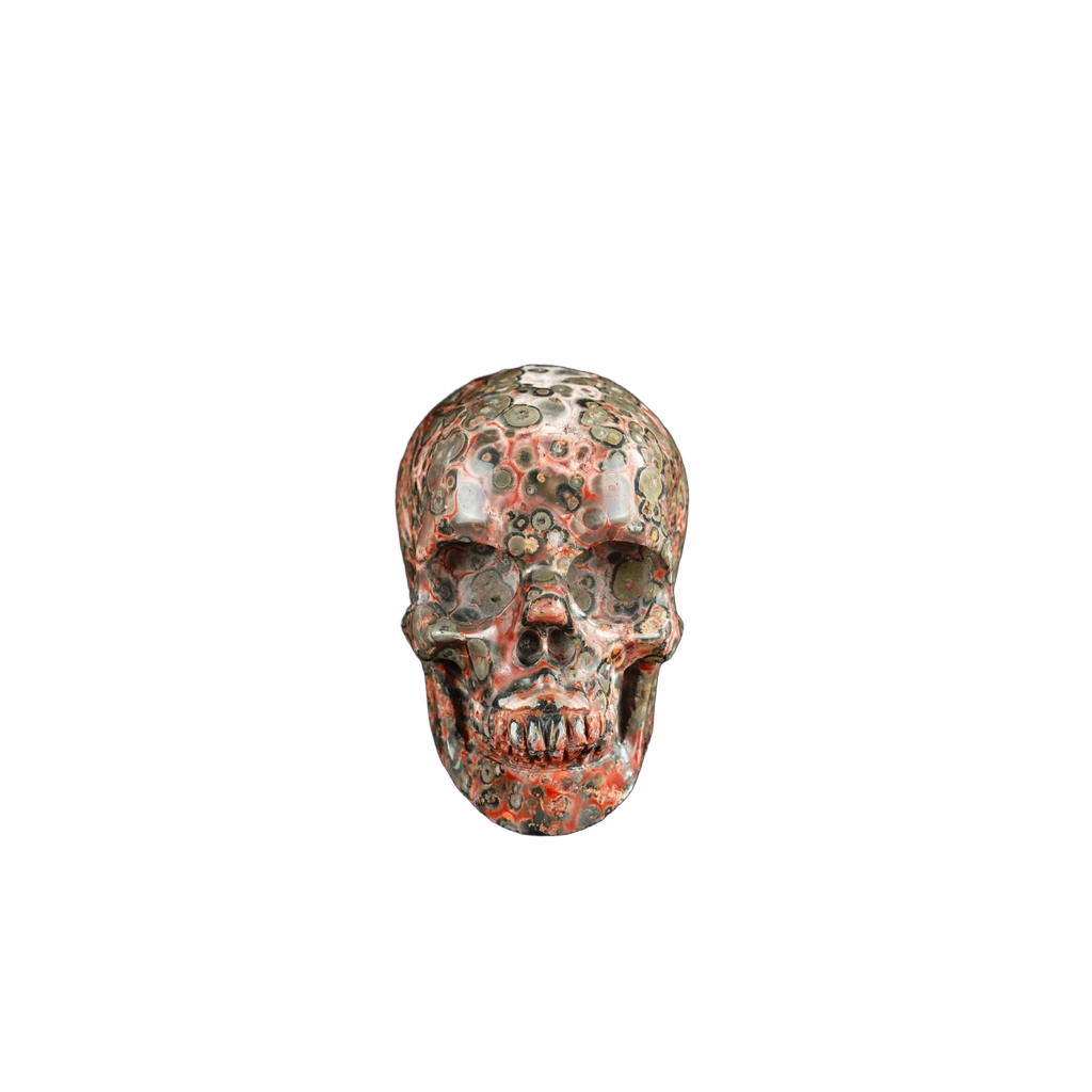 2.2" Red Leopard skin stone Crystal Skull Carving - Hand Carved Decor