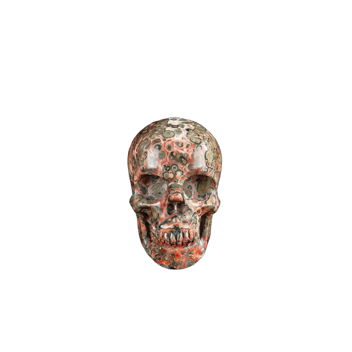 2.2" Red Leopard skin stone Crystal Skull Carving - Hand Carved Decor