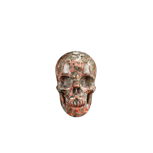 2.2" Red Leopard skin stone Crystal Skull Carving - Hand Carved Decor