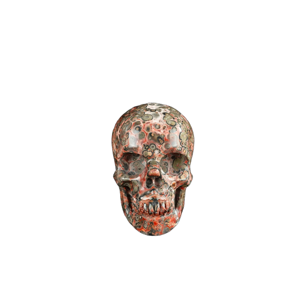 2.2" Red Leopard skin stone Crystal Skull Carving - Hand Carved Decor