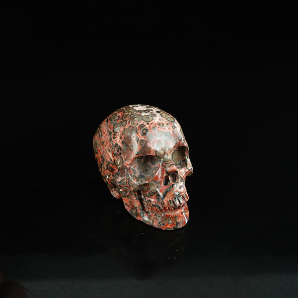 2.2" Red Leopard skin stone Crystal Skull Carving - Unique Piece #LS01 - alternate view