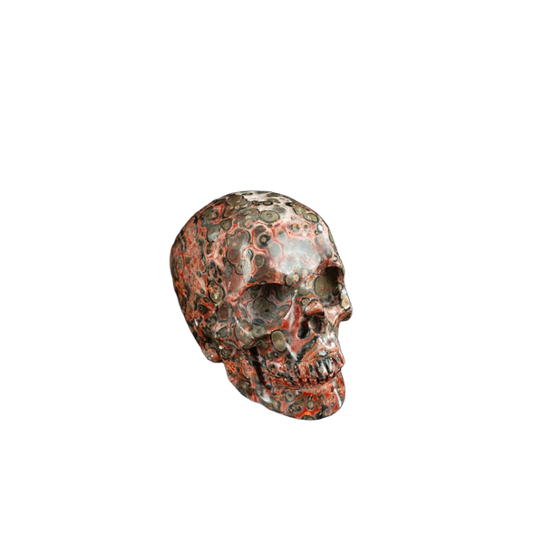 2.2" Red Leopard skin stone Crystal Skull Carving - Hand Carved Decor - alternate view