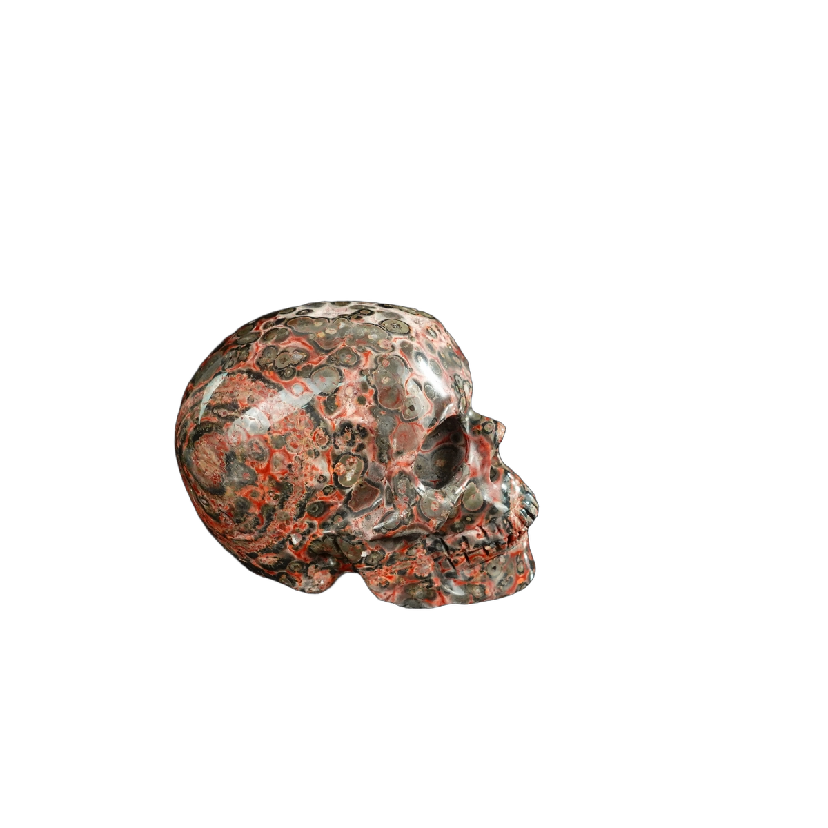 2.2" Red Leopard skin stone Crystal Skull Carving - Hand Carved Decor