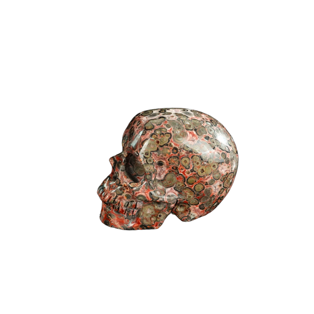 2.2" Red Leopard skin stone Crystal Skull Carving - Hand Carved Decor